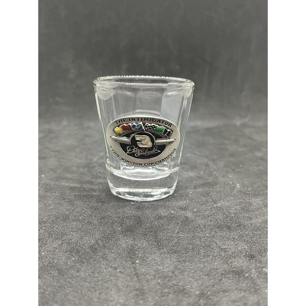 Vtg Nascar Dale Earnhardt #3 The Intimidator Shot Glass 7 Time Winston Cup Champ